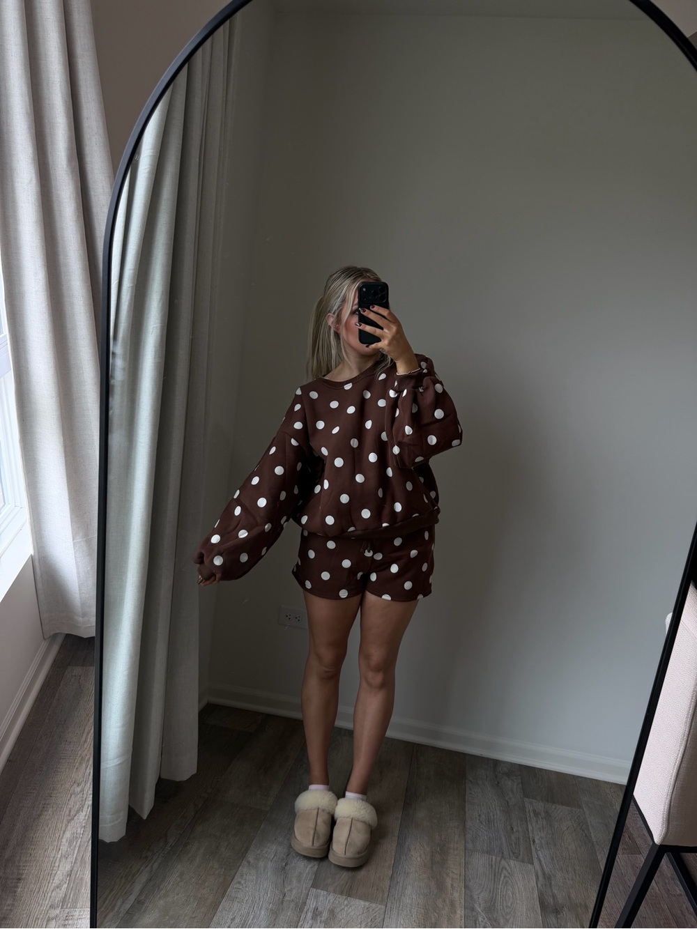 These three boutique brown polka dot set